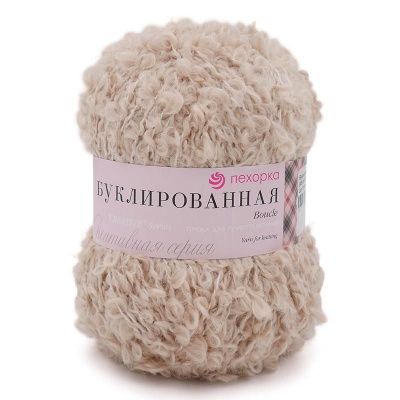 Пехорка Буклированная (светло-бежевая 03) 30% мохер 20% шерсть 50% акрил 200 гр/220 м